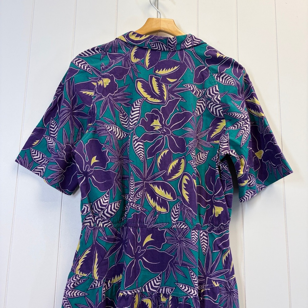 Vintage California Girl Dorothy Samuel 80s Tropical Dress Women Size 14 Cottage - Picture 9 of 10